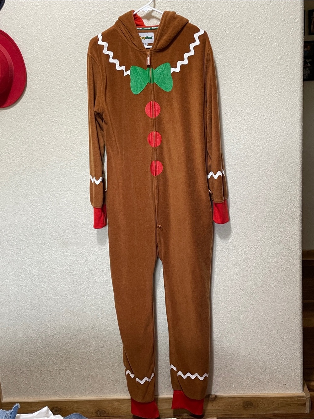 Gingerbread Man Hooded Jammies Or Costume. Good Condition. Size M.